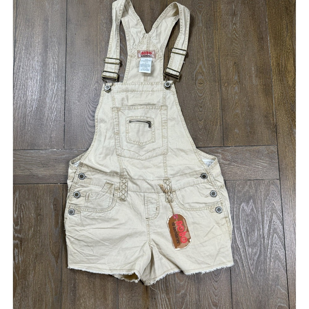 No Boundaries Juniors Khaki‎ Short Overalls Romper